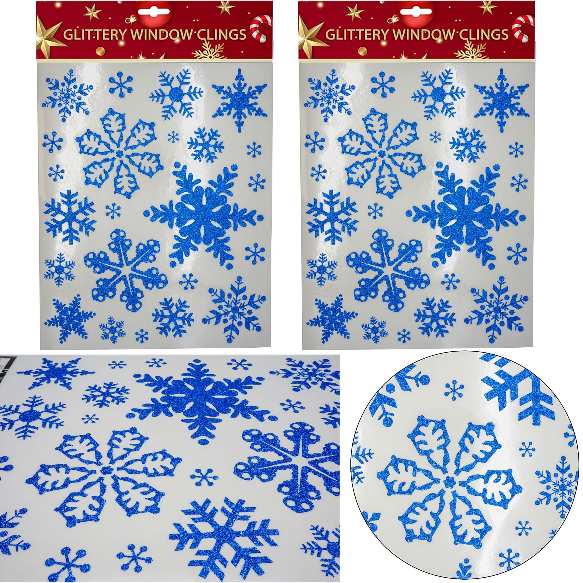 46Pcs Christmas Glitter Snowflake Window Stickers 2 Sheets Reusable Double-Sided Xmas Clings, Sparkling Decals for Home Glass, Winter Wonderland & Festive Displays