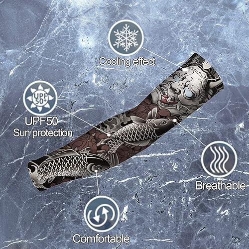 Vista 20 de Aresvns Halloween Makeup Tattoo sleeves, Premium Cooling Arm Sleeves for Men and Women UV Sun Protection Arm Sleeves Guardián