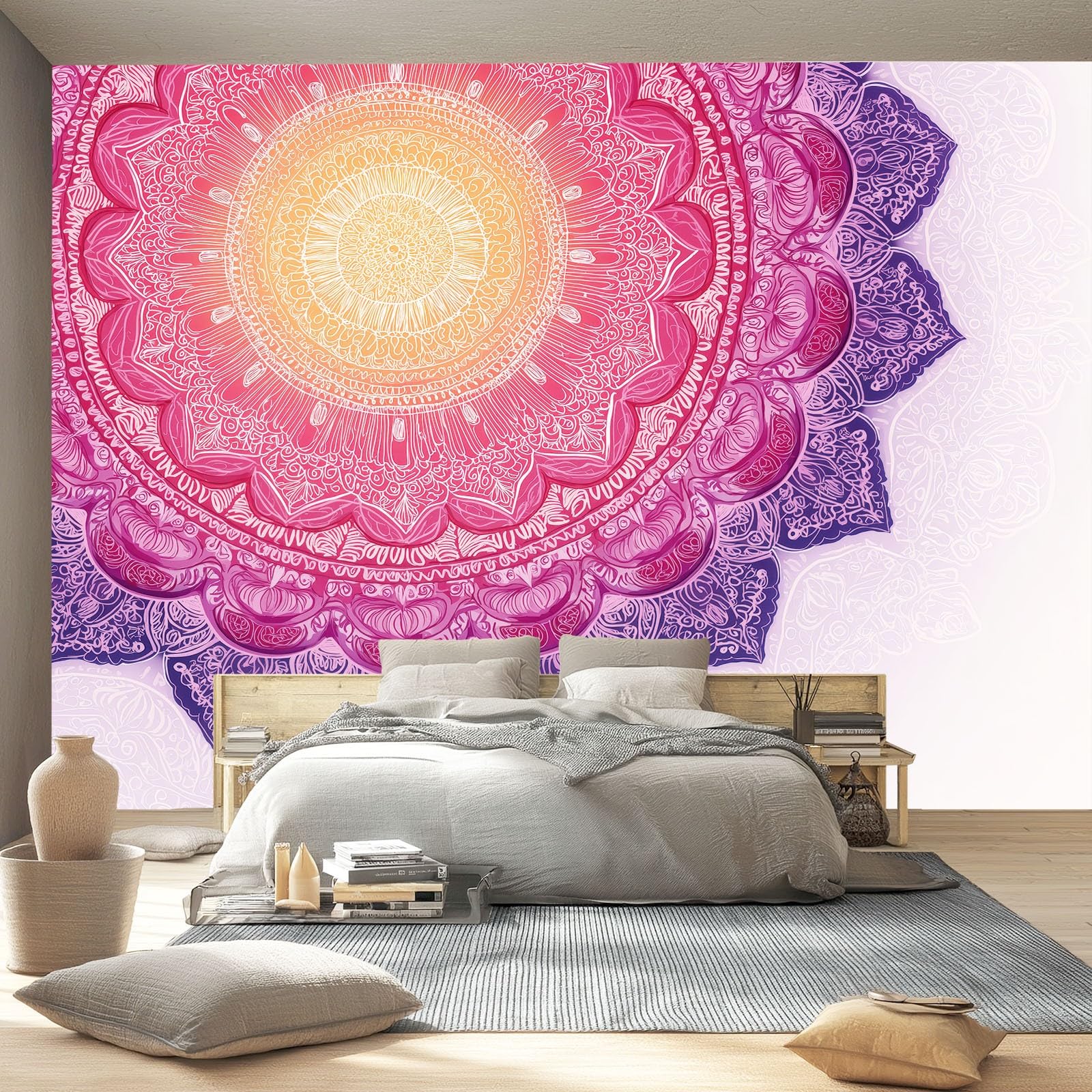 Bohemia fototapeta, różowy kwiat datura, mural, 350 x 256 cm, tapeta ścienna do sypialni dziecięcej, salonu, plakat z włókniny, nowoczesny obraz, dekoracja pokoju
