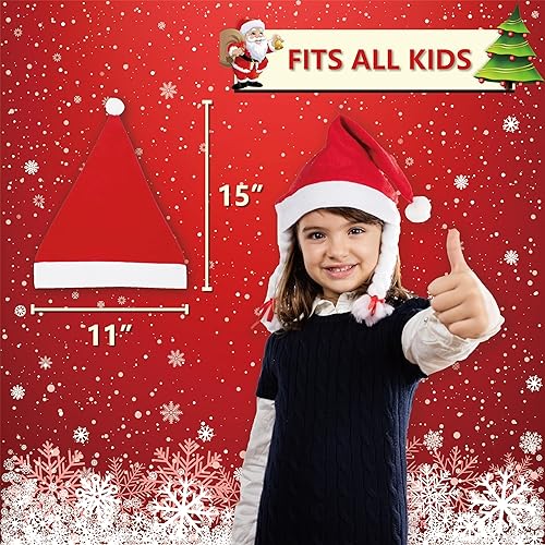 Miniatura 2 de SORANGEUN 12 sombreros de Sant, cómodos sombreros de Navidad a granel para los más pequeños, sombreros rojos clásicos de Papá Noel, gorro de Navidad