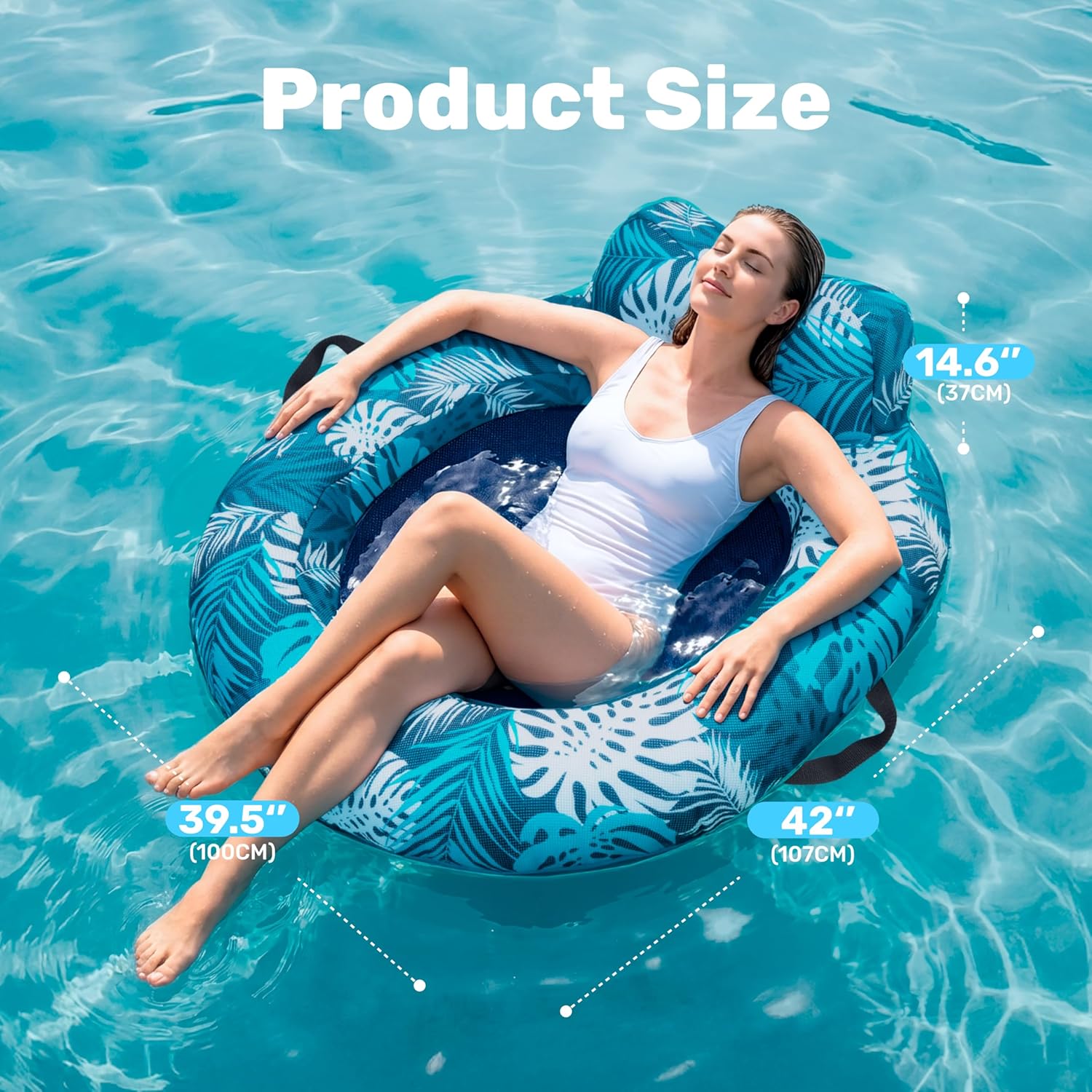 SLOOSH Inflatable Pool Floats Adult, Comfortable Fabric Floating Lounge Chairs, Blow up Pool Noodles for Adult Heavy Duty with Handles, Floating Chair for Party Summer Water Beach Lake Fun