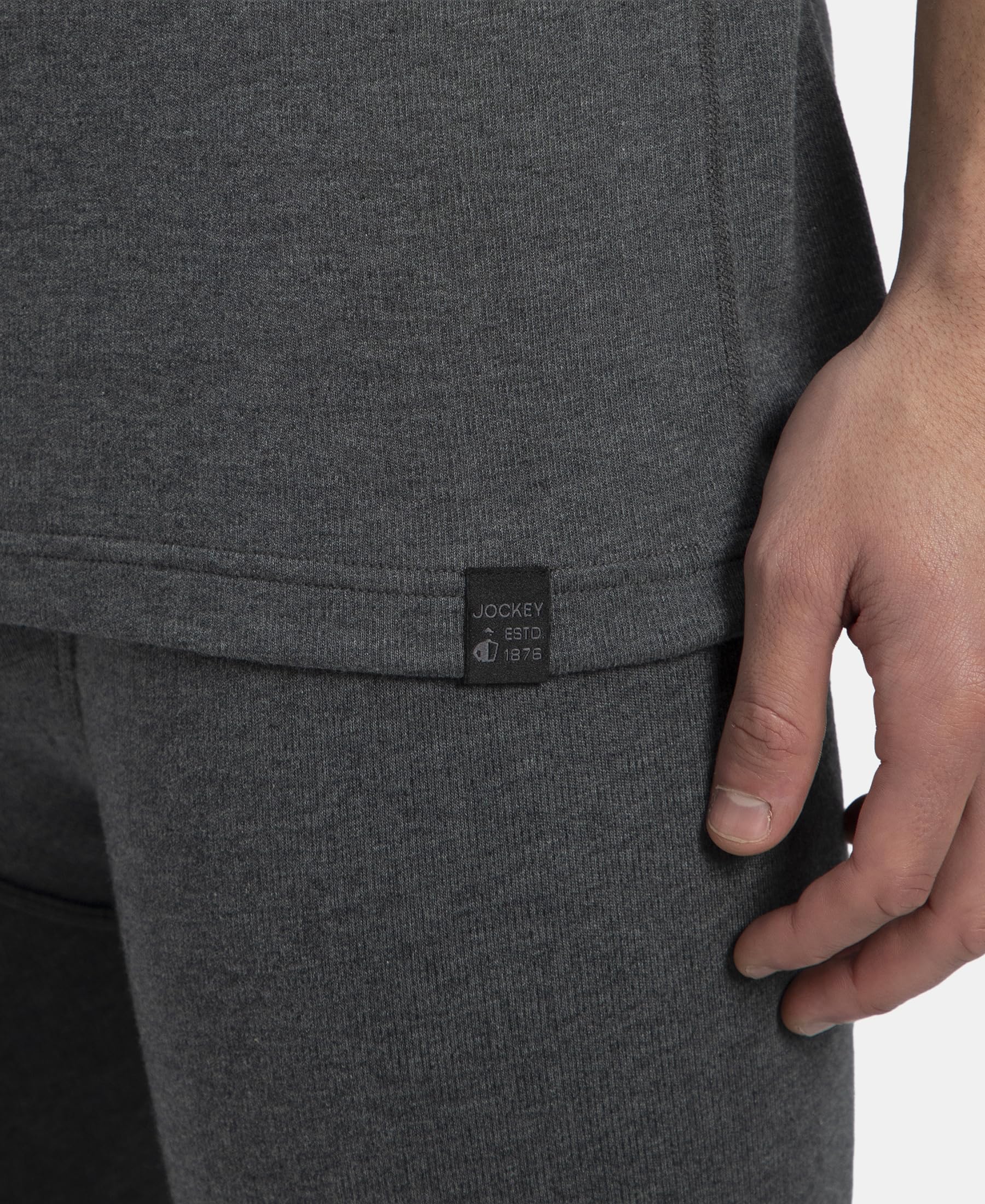 Jockey 2402 Men's Super Combed Cotton Rich Brushed Fabric Half Sleeved Thermal Undershirt with StayWarm Technology_Charcoal Melange_XL - Image 8 thumbnail