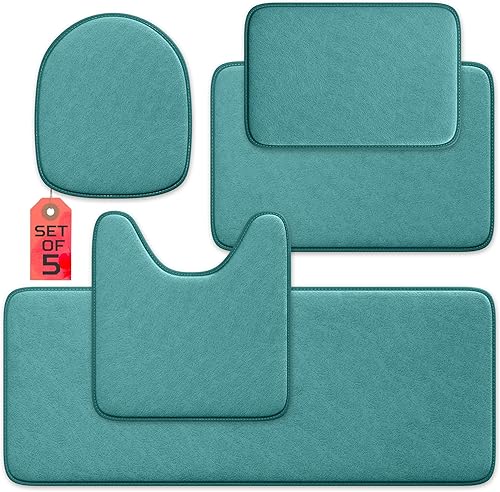 Miniatura 45 de Alfombra de baño de lujo – 1 pieza de tapete de baño con espuma viscoelástica, antideslizante y ultrasuave, altamente absorbente, fácil de limpiar -