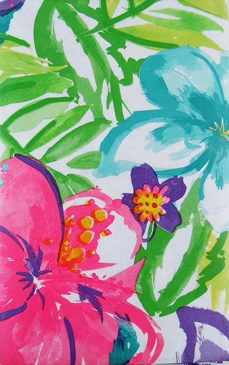 Amazon Com 夏日繽紛 Elrene 水彩熱帶花朵抽象乙烯基法蘭絨背面桌布 132 1 X 177 8 公分長方形 居家與廚房