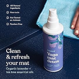 ASUTRA Yoga Mat Cleaner Spray (Peaceful Lavender), 4 fl oz - No Slippery Residue, Organic Essential Oils, Deep-Cleansing for Fitness Gear & Gym Equipment, Microfiber Towel Included