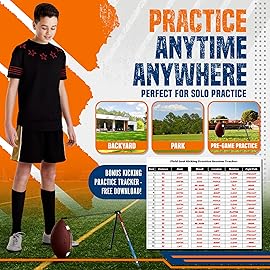 Trailblaze True Strike Pro Football Kicking Tee - Ultimate Football Tee Compatible with All Ball Sizes, Bonus Goal Kicking Tracker, Field Goal Football Holder (Red, White & Blue Stars)
