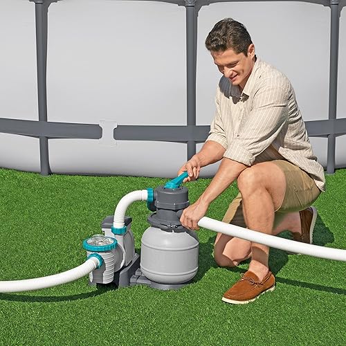 Miniatura 3 de Bestway Bomba de filtro de arena de 1,500 galones para piscinas al aire libre sobre el suelo de 300 a 11,200 galones con dispensador de agua limpia