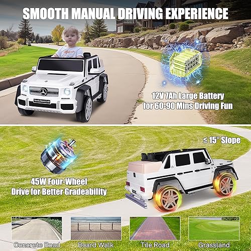 Miniatura 3 de 12 V 4WD compatible con Mercedes-Benz Maybach G650 Landaulet Kids Electric Car, juguete con control remoto, faros LED, reproductor de música, coche