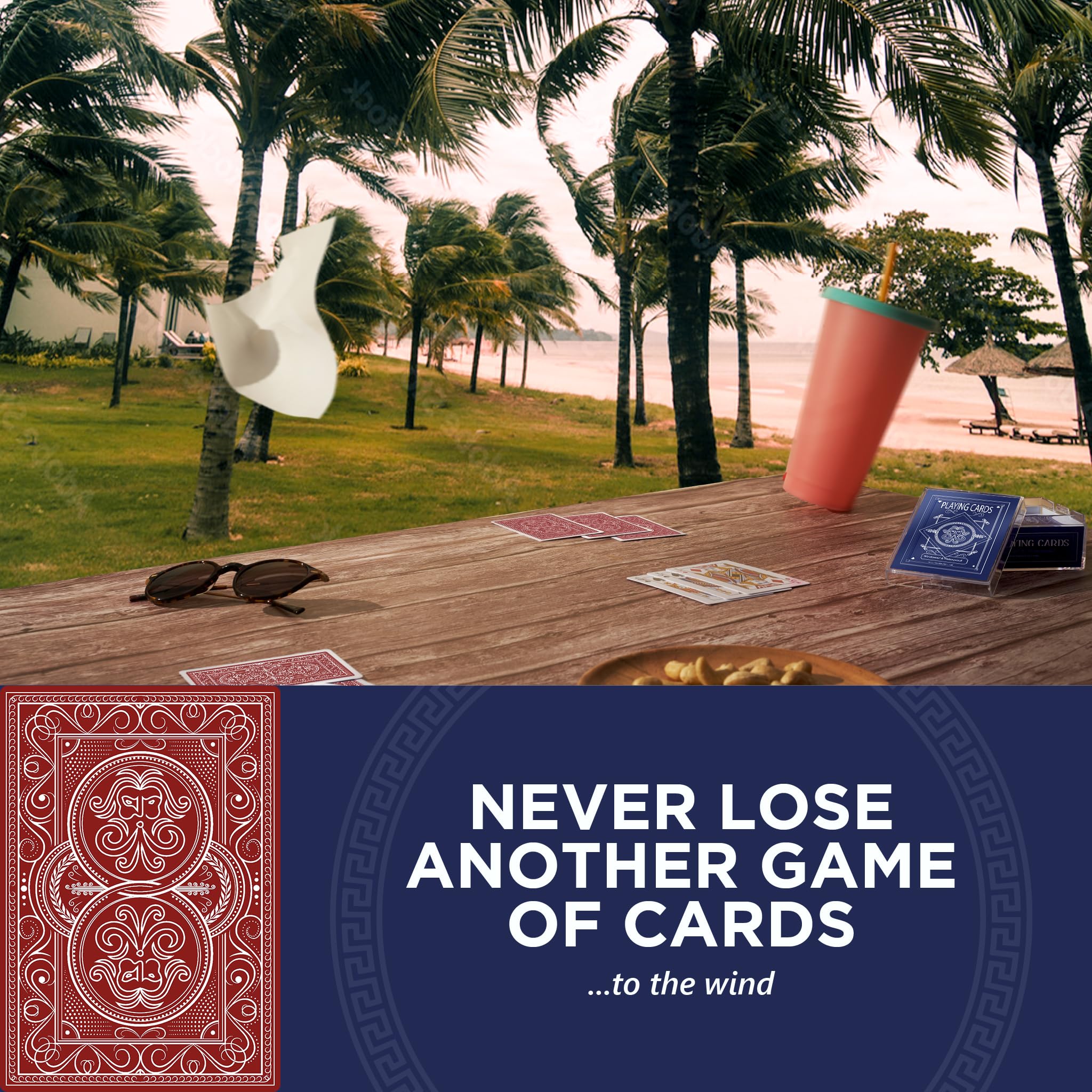 Weighted Heavy Deck of Cards Ideal for Outdoors, Red, Pack of 1 - Image 2