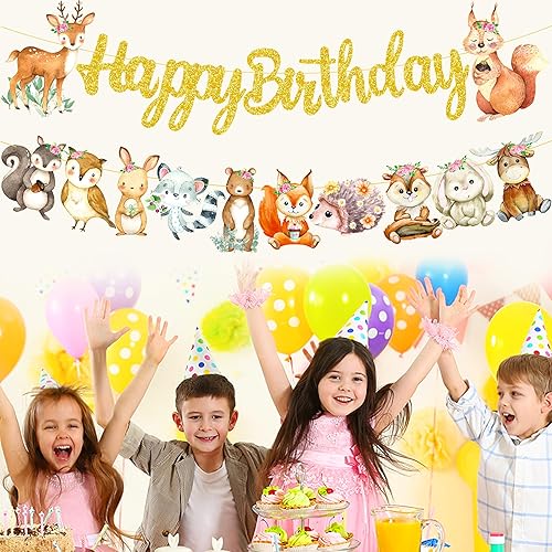 Miniatura 8 de Cartel de baby shower de animales del bosque, 2 unidades, pancartas de criaturas del bosque, animales del bosque, pancartas recortadas para