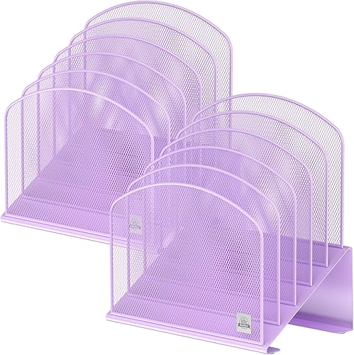 Miniatura 9 de Organizador de archivos de escritorio inclinado, soporte vertical de 5 secciones, soporte de metal clasificador de archivos para oficina y aula