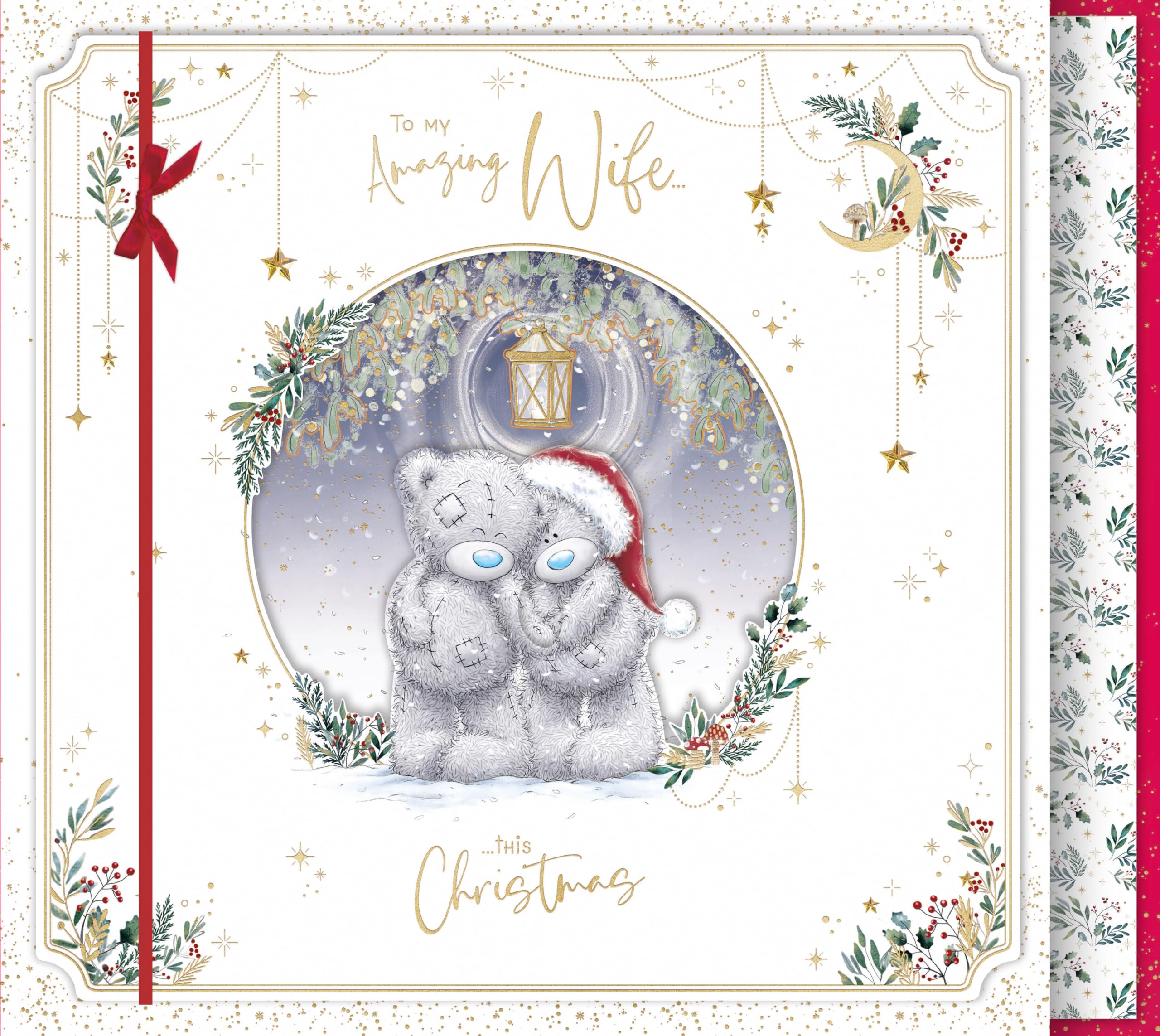 Me To You Tatty Teddy Luxury Extra Large Boxed Handmade Christmas Card To My Amazing Wife 12x14ins - Official Collection