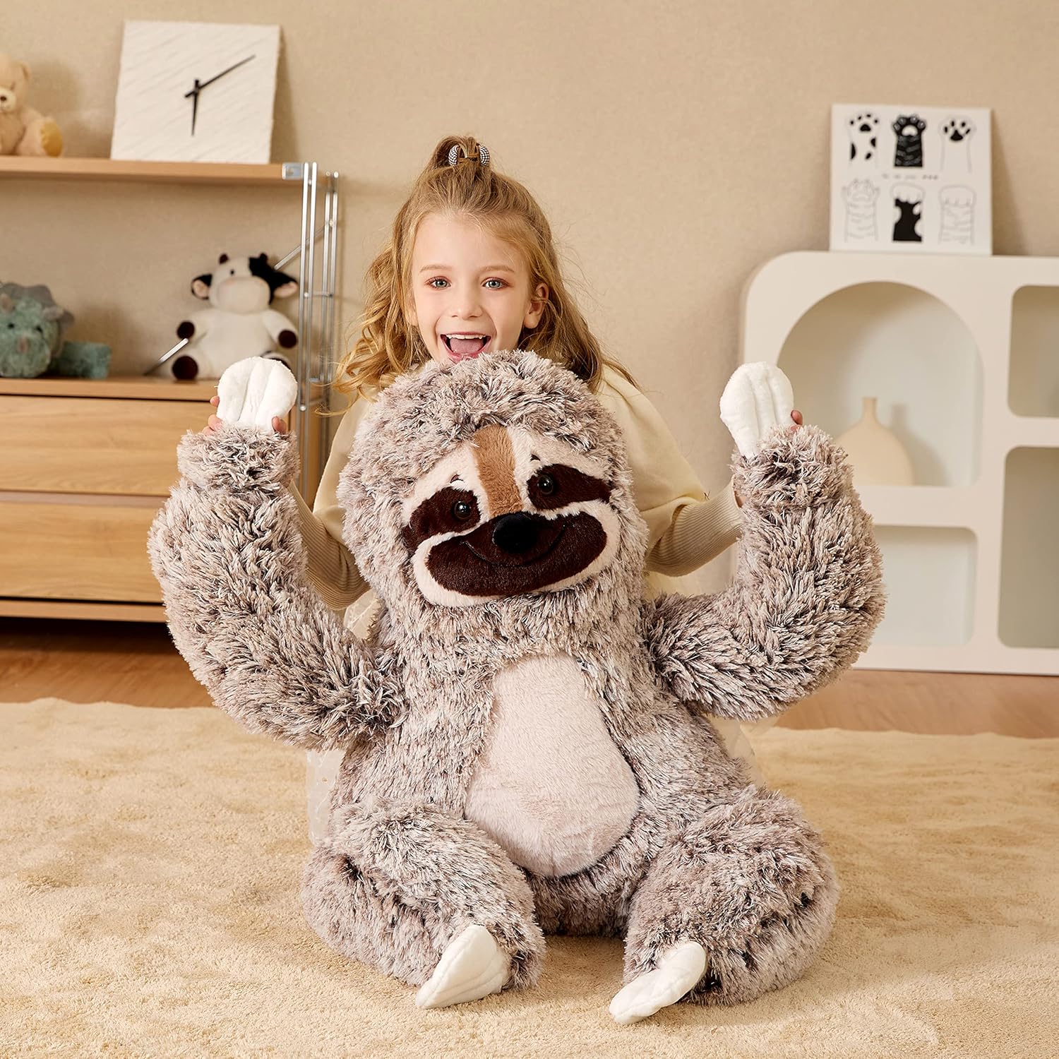 EARTHSOUND Giant Sloth Stuffed Animal Plush Toy,30" Large Jumbo Cute Soft Toys,Big Size Huge Fluffy Plushy Oversized Fat Plushie,Gifts for Kids Girlfriend Children (30 inches, Brown)
