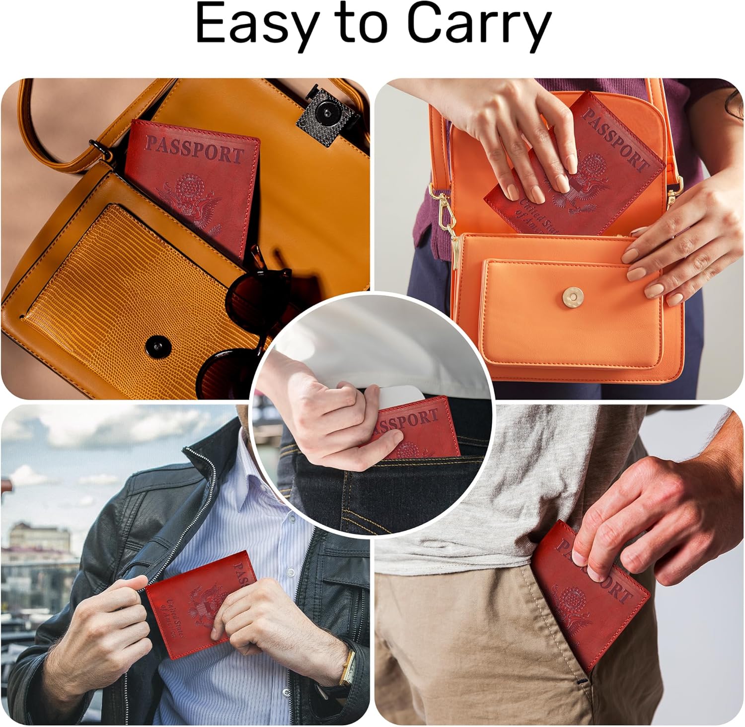 HIFA Leather Passport Holder, Handmade Passport Cover with Card and Ticket Slot - Genuine Leather, Elegant Design, Easy Access - Passport Case, Passport Wallet, Passport Holder - Image 3