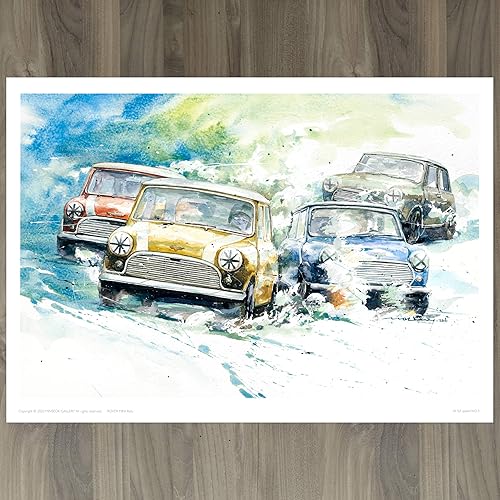 Miniatura 2 de MINSEOK Carteles de acuarela para coche, decoración de habitación, arte A3 de alta calidad, imágenes de impresión de auto antiguo, regalo perfecto