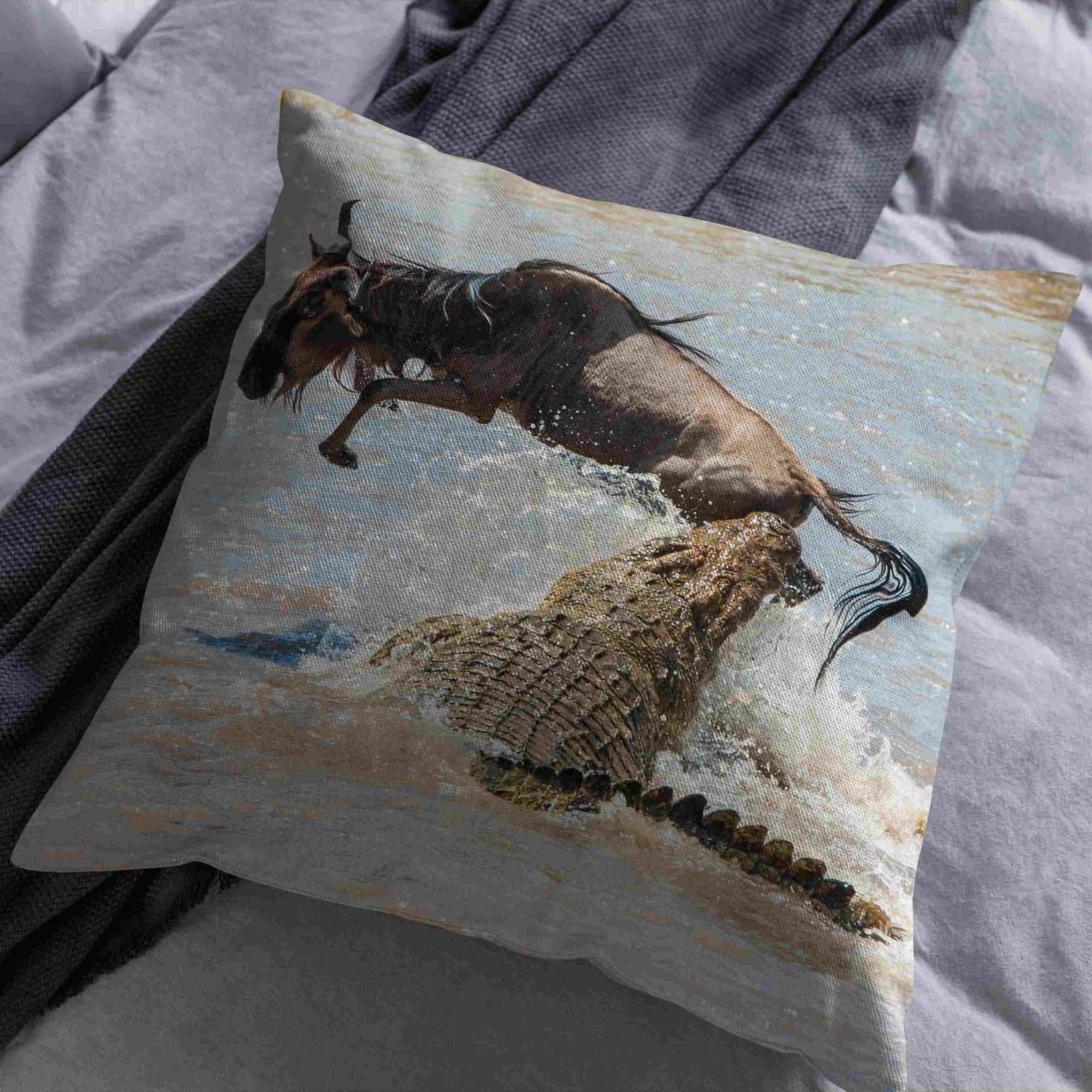 Lino Federe Cuscini Soggiorno Fodera per Cuscino Letto 50x50cm, Natura del Coccodrillo Copricuscini Grandi Federa Cuscino Panca Giardino Divano da Salotto 4Pcs