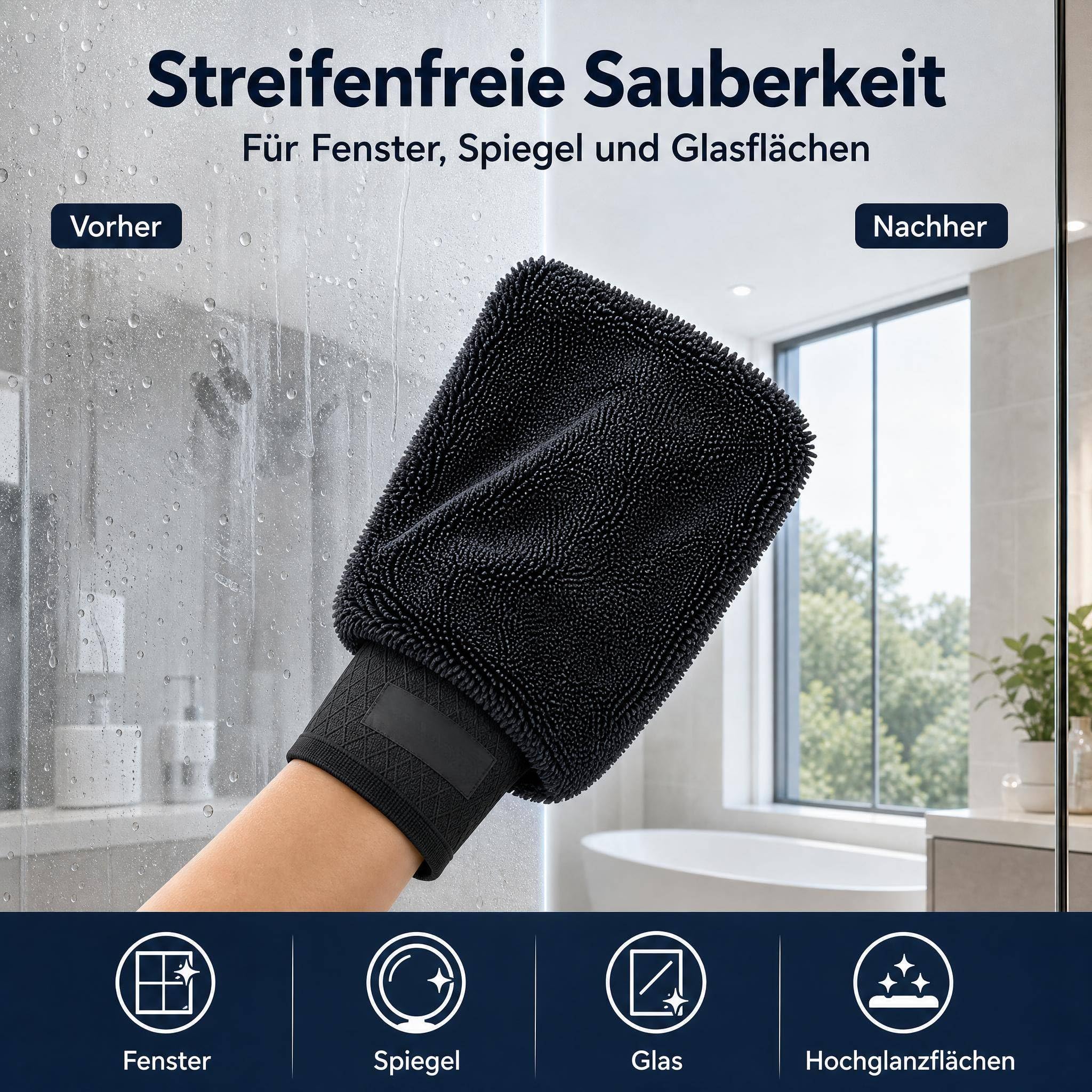 Schrubbi Mikrofaser Putzhandschuhe Weicher Waschhandschuh Mit Hoher Wasseraufnahme Für Staub Leichten Schmutz Glas Lack Fliesen Edelstahl Auto Haushalt Küche Bad Möbel Und Alltag (2pcs)