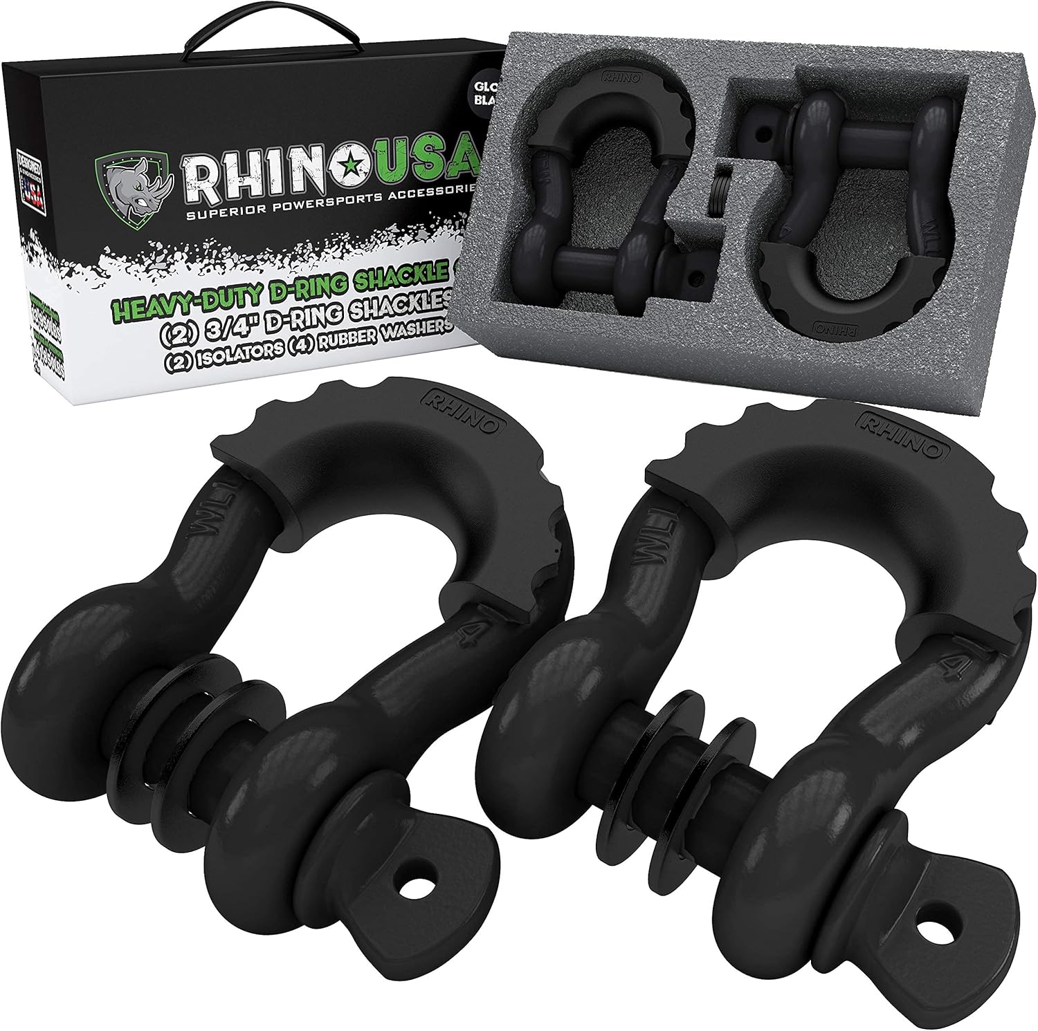 Rhino USA Bundle - Recovery Tow Strap (3x30) + D Ring Shackles (3/4) + Recovery Gear Storage Bag - Guaranteed for Life! : Automotive