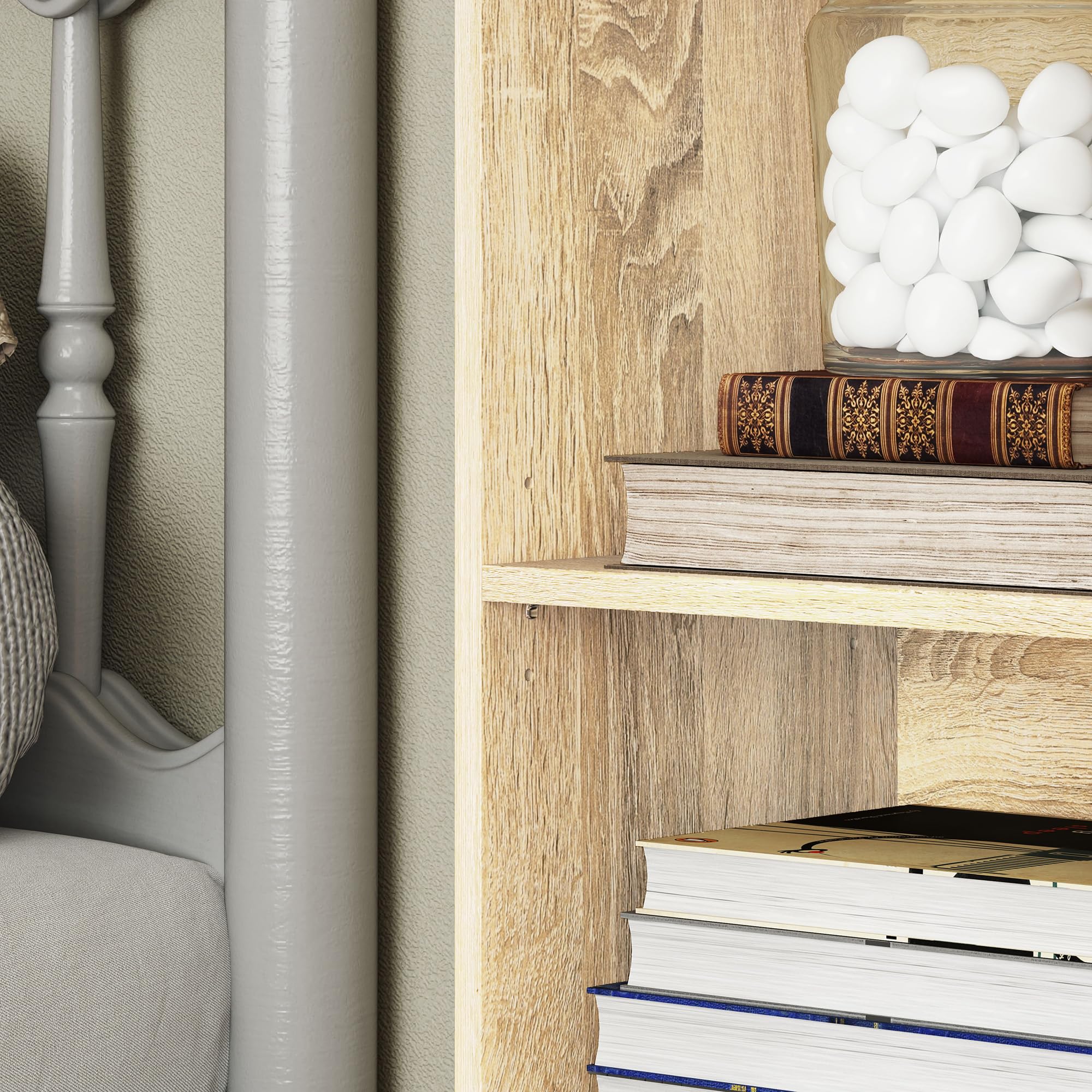 HOMCOM Libreria, scaffale a 5 livelli, contenitore con ripiani regolabili per soggiorno, camera da letto, studio, 30 x 24 x 133,5 cm, legno naturale