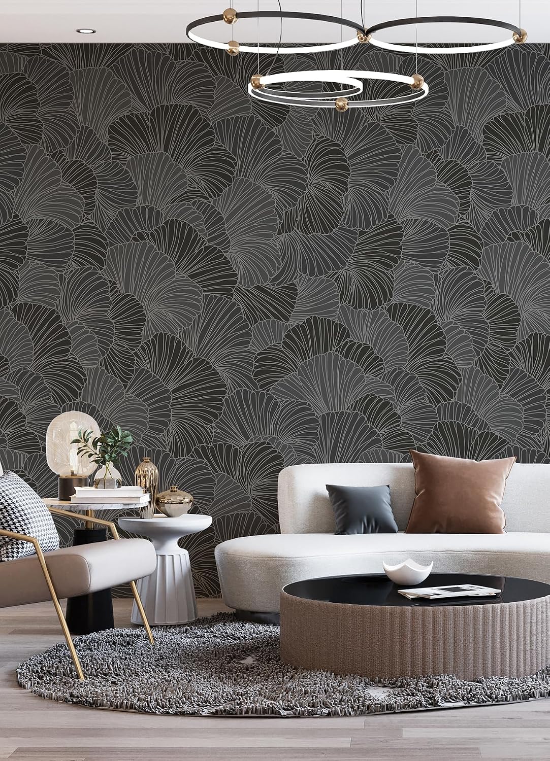 REMIX Walls by Katie Hunt A-Street Prints Petals Charcoal Grey Wall Mural
