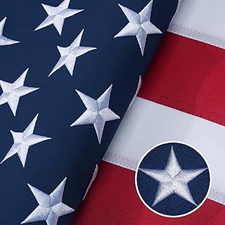 American Flag 3x5 Ft Indestructible Outdoor, Long Lasting, Heavy Duty, TearProof Polyester, Fade Resistant, High Wind US Outside Flags with Embroidered Stars, Sewn Stripes, Brass Grommets