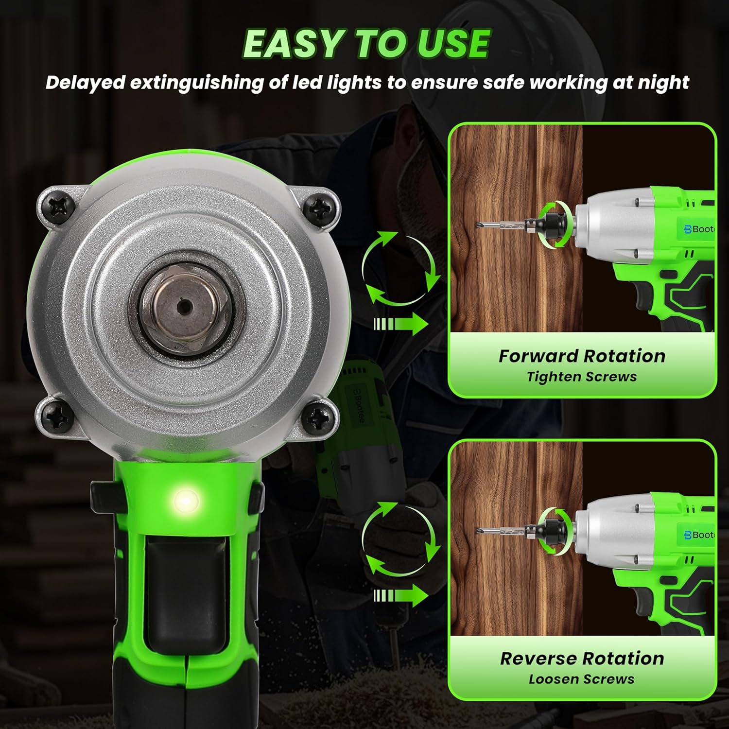 BOOTEE Cordless Impact Wrench 1/2 Inch, 516ft-lbs (700N・m) Brushless Impact Gun, 3500RPM w/2x4.0Ah Battery, 5 Sockets, High Torque Electric Impact Driver for Car/Truck/Home DIY