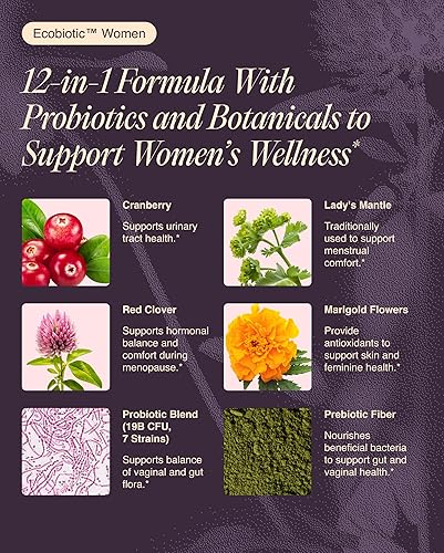 Miniatura 4 de Probiótico para mujer para el equilibrio del pH, el tracto urinario y la salud intestinal - Probióticos vaginales para mujeres con prebióticos,
