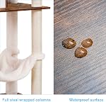 Hey-brother Arbre de chat en bois, 66.1“ Meubles de chat avec des poteaux de Scratching, Tour de chat moderne avec hamacs, Jouets, condo pour chats, Rustique Brown MPJ120SR
