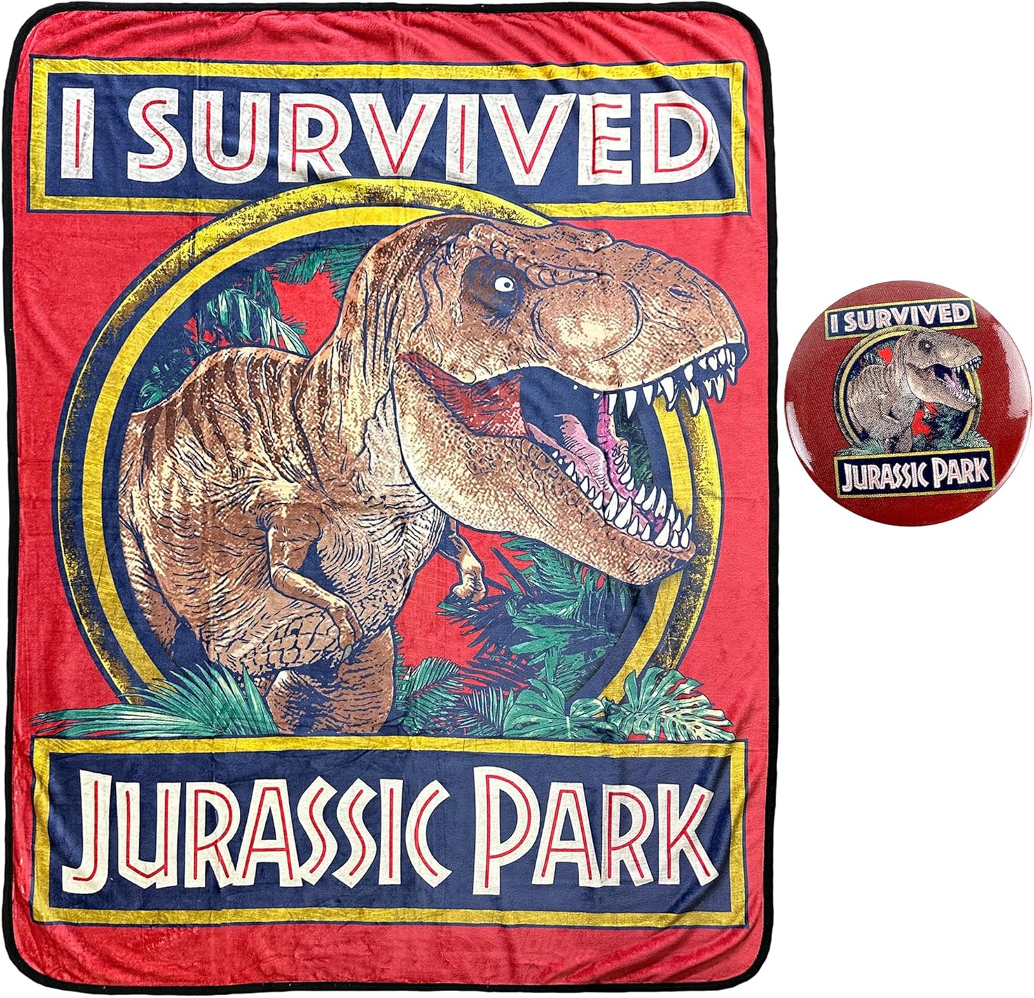 Jurassic Park Throw Blanket I Survived T-Rex Soft Plush Fleece Blanket 45" x 60"