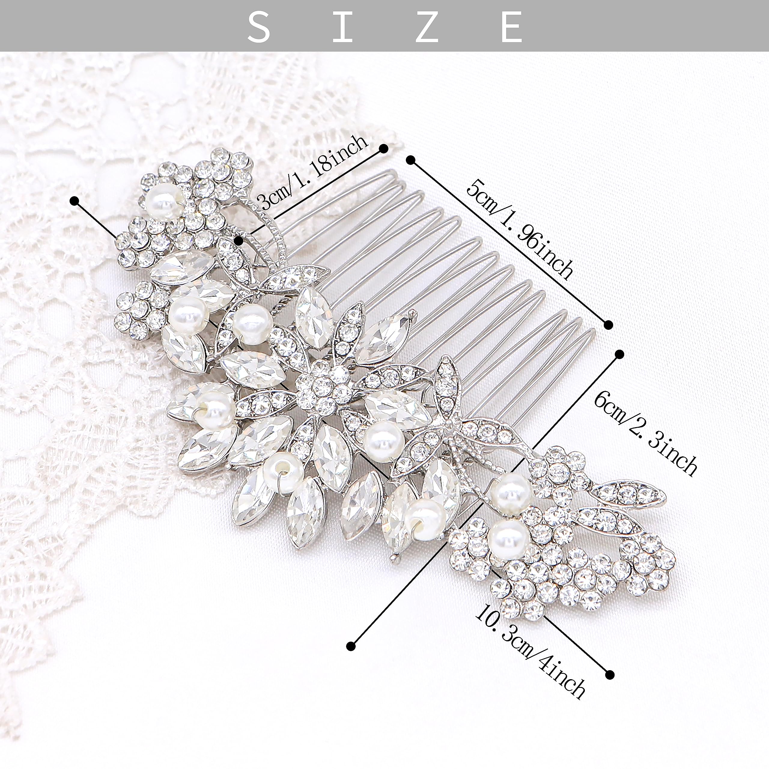Amazon.com : Ammei Headpiece Silver Wedding Hair Comb With 