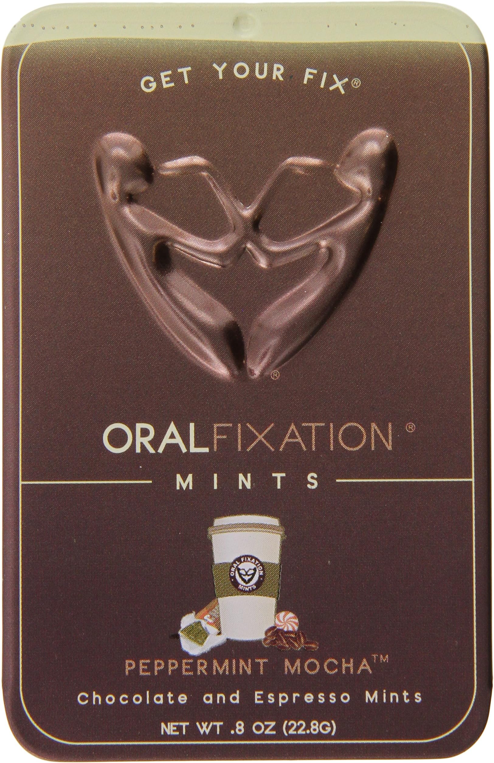 Oral Fixation Mints Peppermint Mocha, Chocolate and Espresso Mints, 0.8-Ounce Tins (Pack of 12)