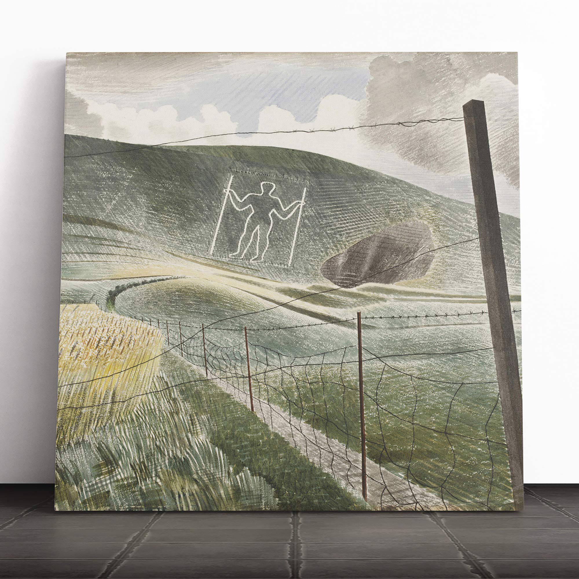 Eric Ravilious The Wilmington Giant Canvas Print | Gallery Wrapped 30mm Frame Wall Art | 20x20 inches | Ready to Hang | Contemporary Picture | Living Room Bedroom Lounge Office