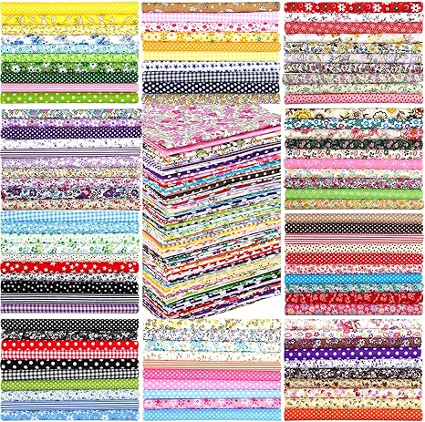 100 Pcs 8 x 8 Inch Cotton Fabric Squares No Repeat Pre Cut Quilting Fabric Bundles Multi Color Floral Square Patchwork Floral Printed Quilting Supplies for Sewing, Christmas DIY Craft, Scrapbooking