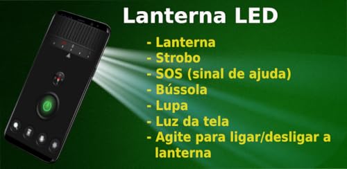 Lanterna - luz de flash LED - Bússola - Strobe - trocador de luz de tela colorida - agitação - Lupa