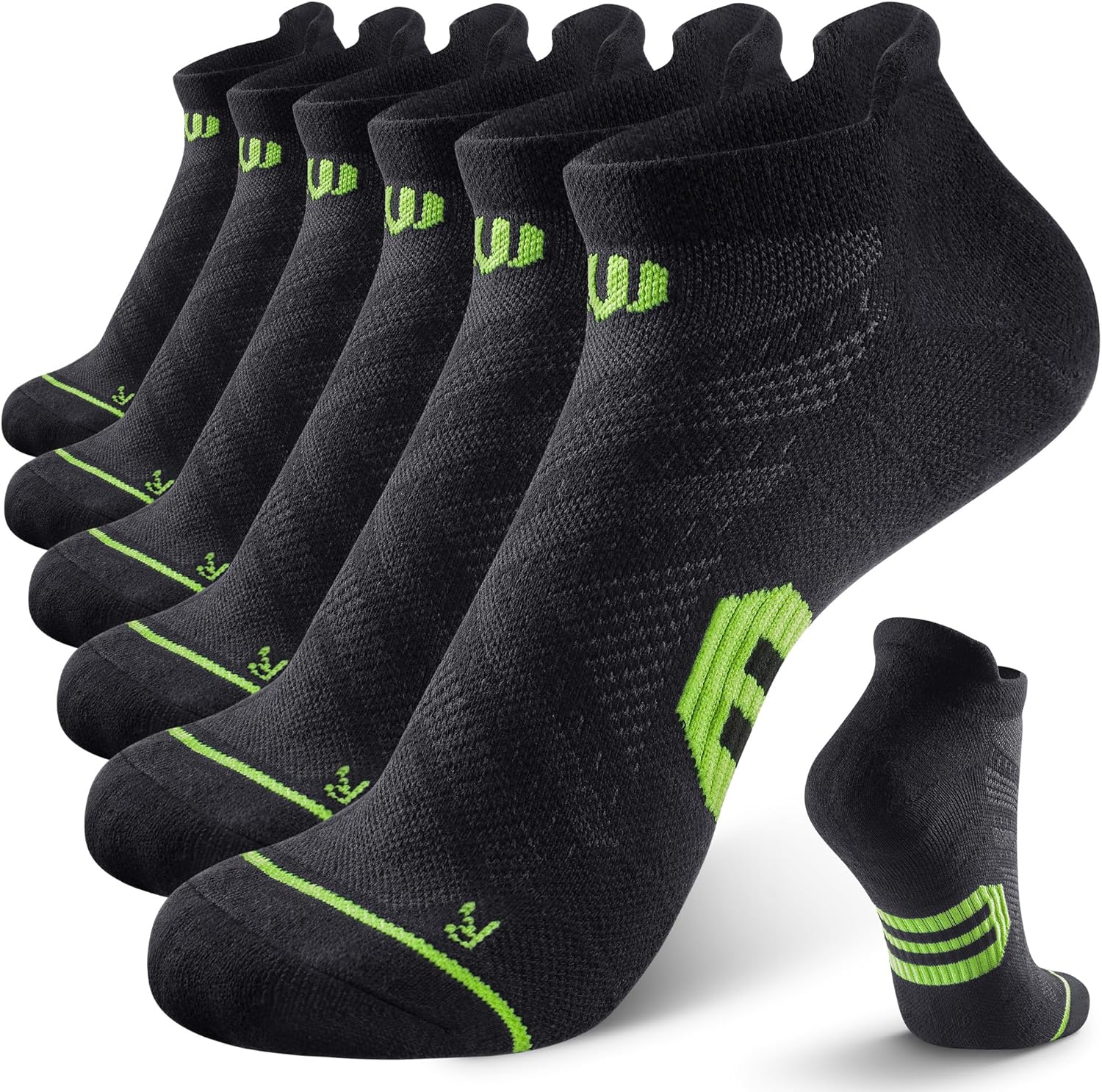 Ankle Compression Socks 6 Pairs for Men & Women, Low Cut Running Socks for Sports & Workouts with Ankle Support