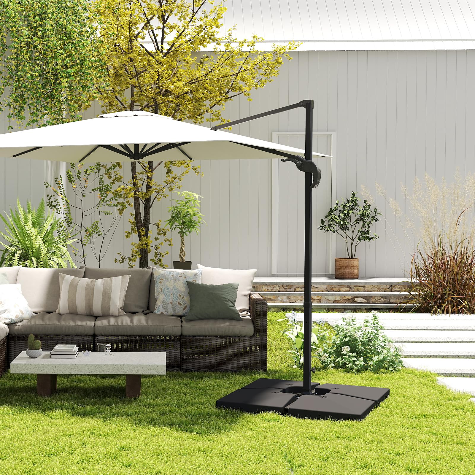 c-hopetree patio umbrella base weight set Amazon.com : C-Hopetree 4 Piece Heavy Duty Base Weights Stand for Offset  Cantilever Outdoor Patio Umbrella, 356 lb with Water and Sand Mixed, Black  : Patio, Lawn & Garden