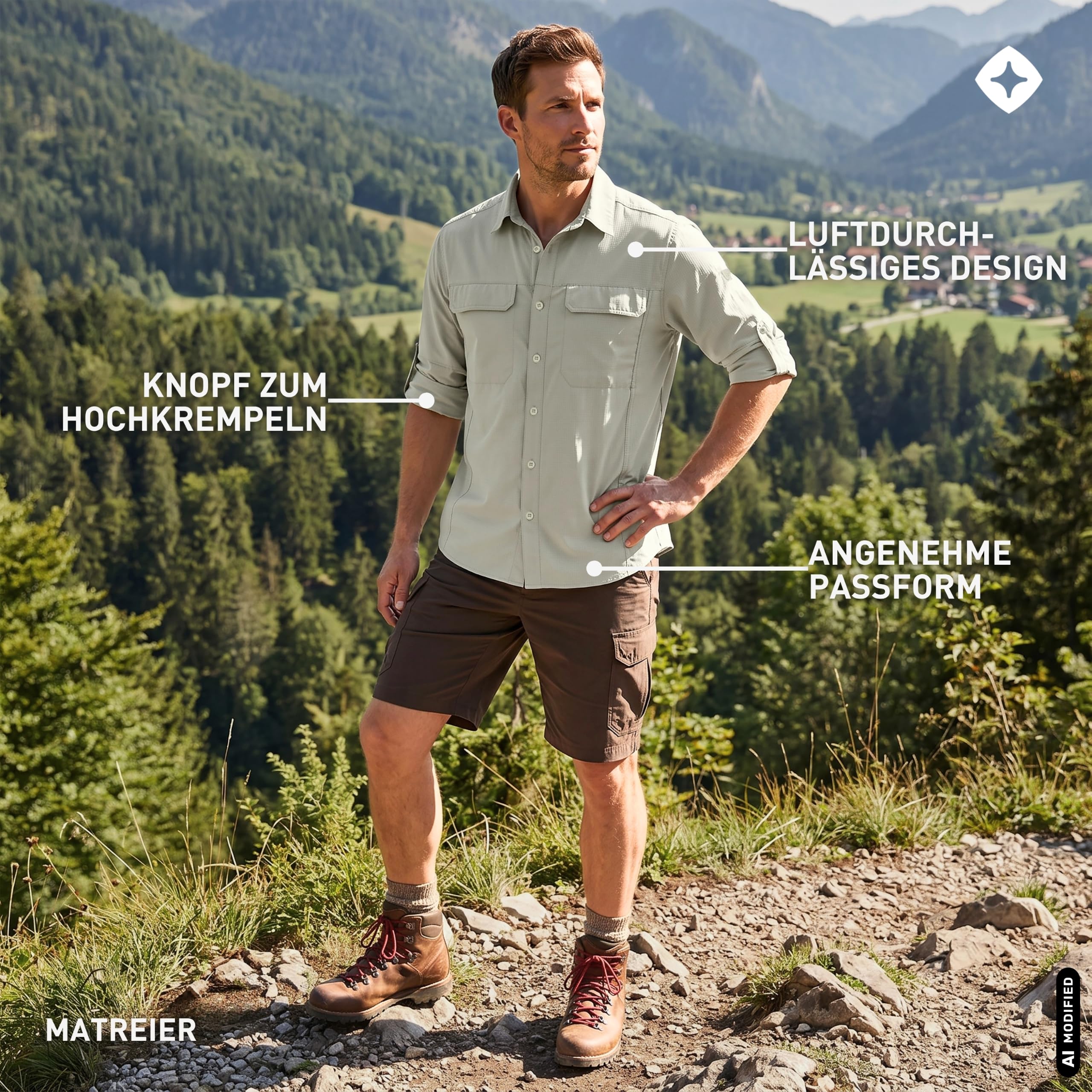 Höhenhorn Matreier - Camisa de manga larga para hombre, transpirable