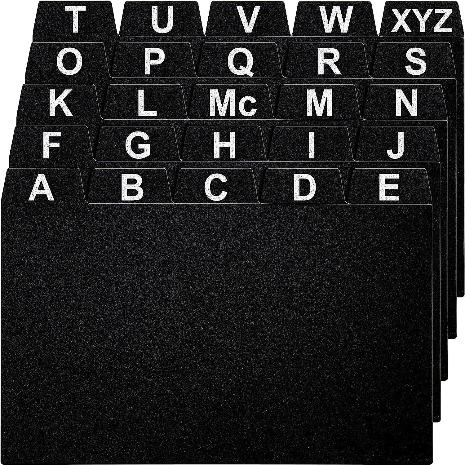 OFFILICIOUS 4x6 Index Card Holder Dividers - 25 Plastic Black Index Card Dividers with Alphabet Tabs - Index Card Organizer, Index Cards, Index Card File Box, Trading Card Dividers, 5 Tab Dividers