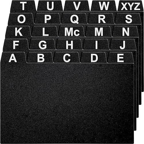 Miniatura 9 de 27 divisores de índice negros de 3 x 5 pulgadas, organizador grande de tarjetas de índice con separadores de archivos alfabéticos y guías de recetas