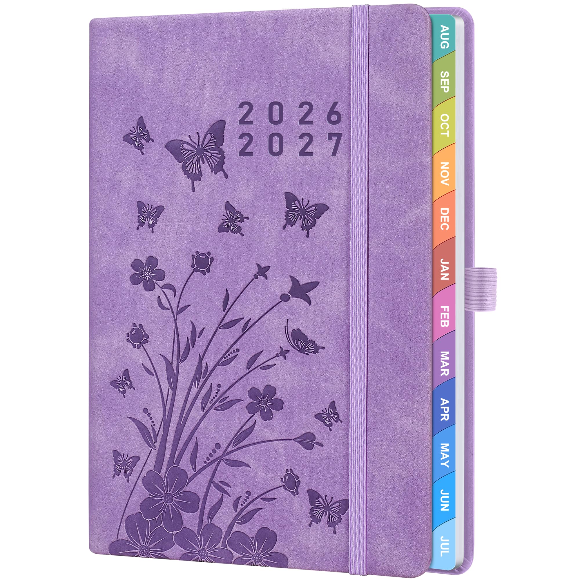 Academic Diary 2026–2027 A5 Week to View – Lavender Hardback Weekly Planner with Pen Holder, 100 gsm Paper & Ribbon Bookmarks – Academic Year Diary for Students & Teachers
