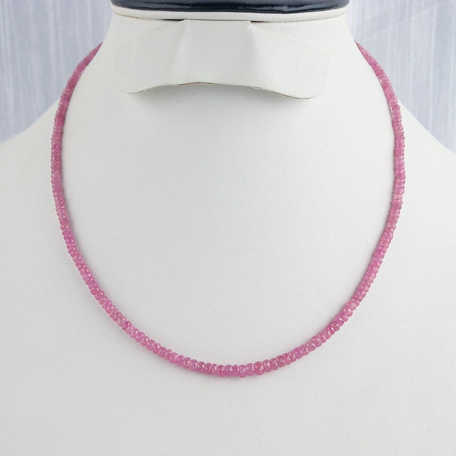 InfinityGemsArt Pink Sapphire Choker Necklaces, Natural Gemstone Beads Dainty Jewelry for Women, September Birthstone, Chakra Energy Crystals, 925 Sterling Silver Chain 18 inch, Elegant Gifts For Her - Image 2