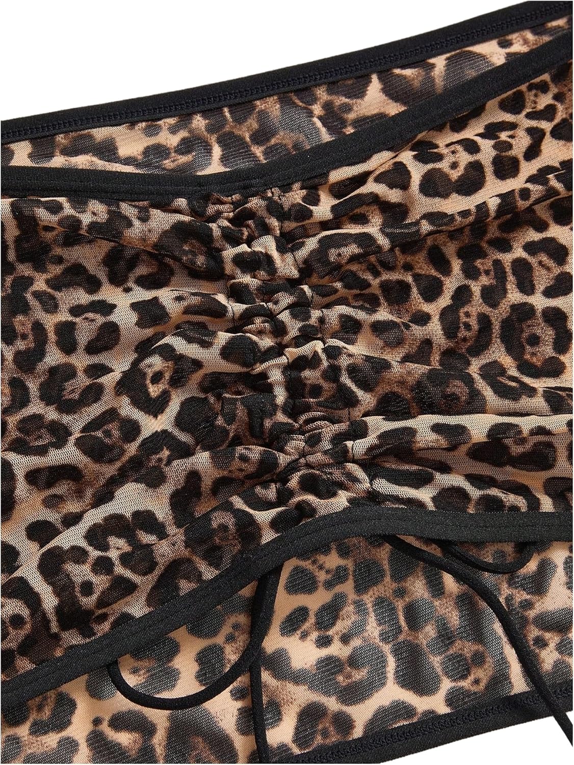 SOLY HUX Women's 2 Piece Leopard Lingerie Set Cheetah Criss Cross Halter Teddy Bodysuit with Mini Skirt - Image 5