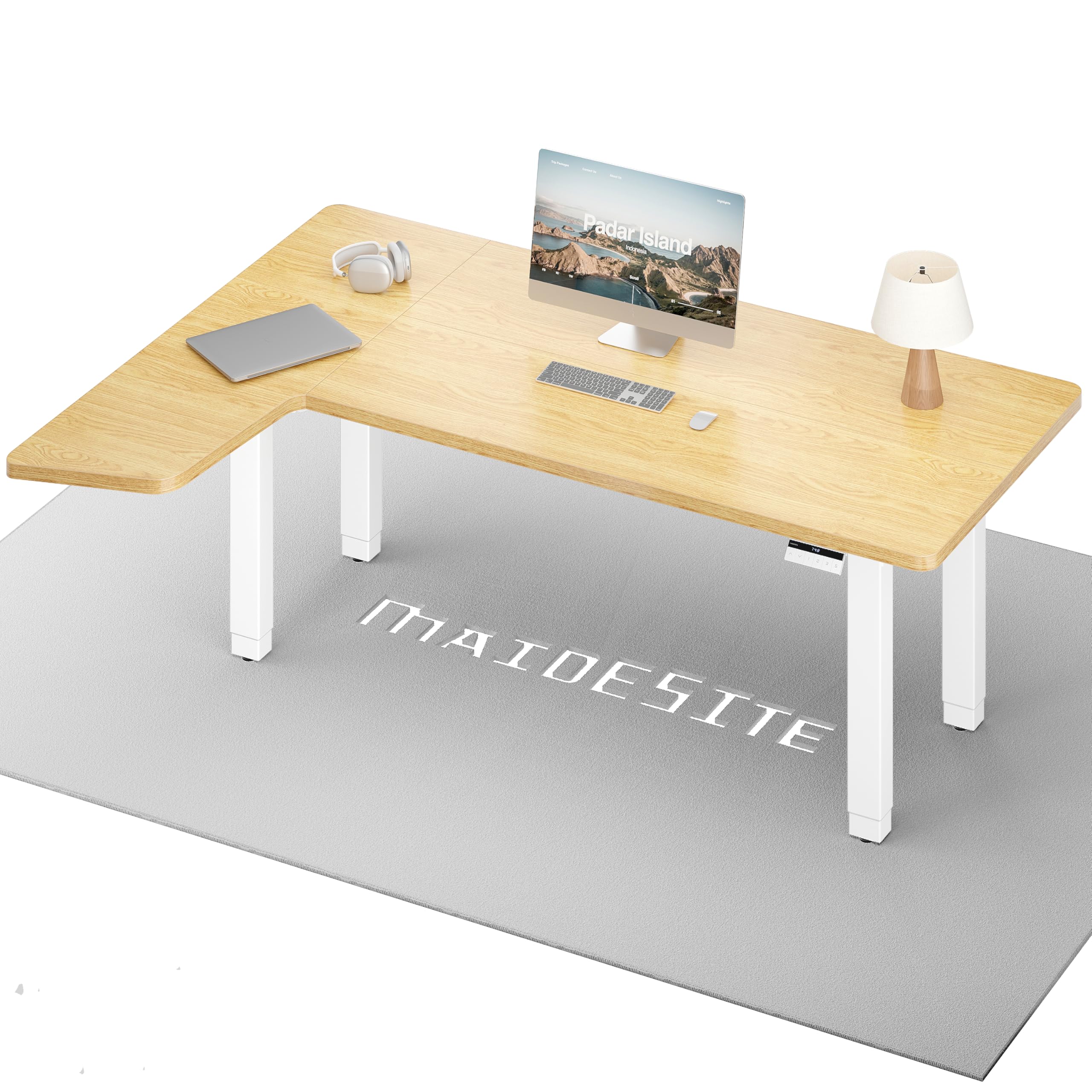 MAIDeSITe Escritorio Elevable Eléctrico En Forma De L, 160x120cm Mesa Elevable Escritorio Secretaria con Doble Motor. Capacidad De 160KG, 4 Patas Ultrarresistentes Standing Desk para El Hogar