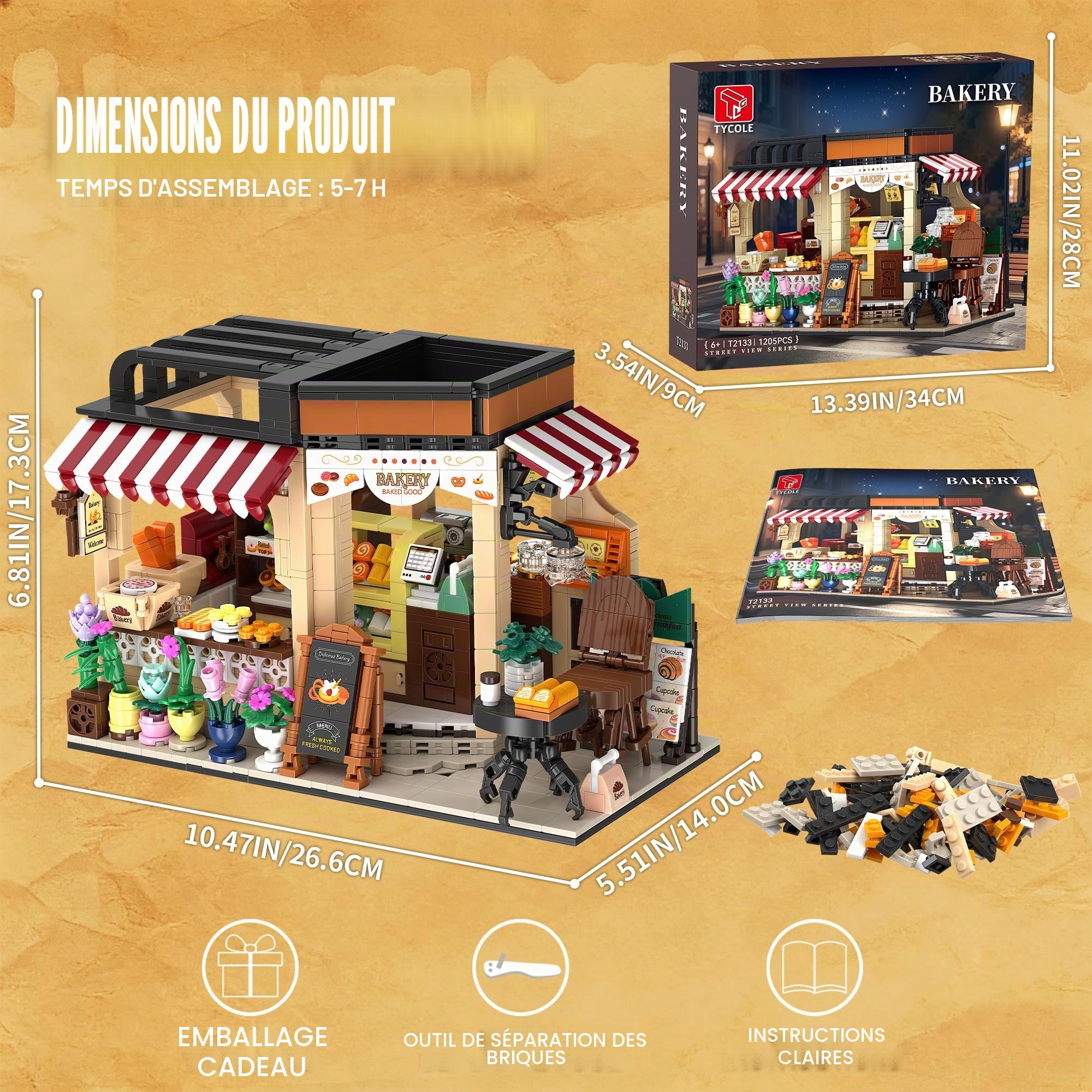 TYCOLE Jeu de Construction City Baking House, 1200 Pièces, sur Le Thème de la Gastronomie, Décoration Amusante pour la Maison et Le Bureau, Cadeau pour Les Enfants de 6 Ans et Plus et Les Adultes