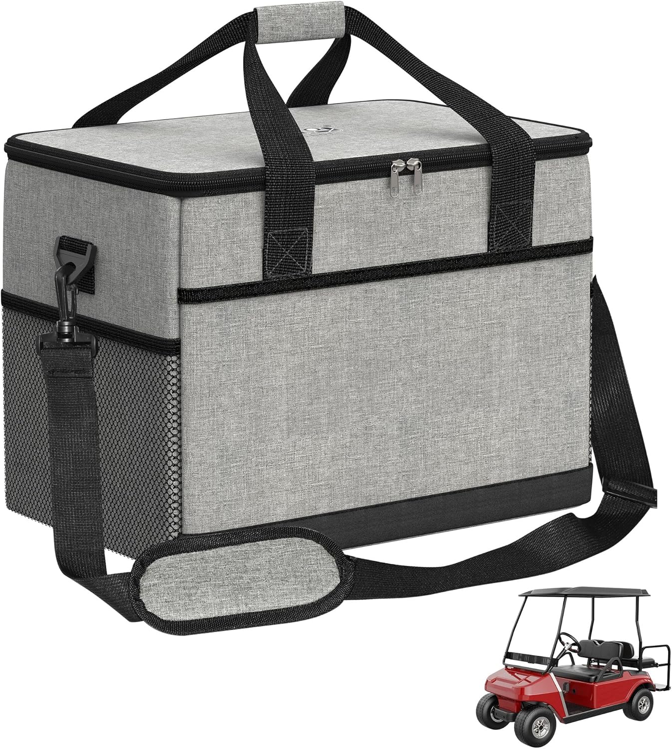 10L0L Golf Cart Cooler Bag Soft Sided, 40 Can Leakproof Insulated Cooler Backpack Multi-Pocket for Golf Car Accessories, Collapsible, Waterproof, Fits Camping, Kayaking, Fishing Ice Pack Chest