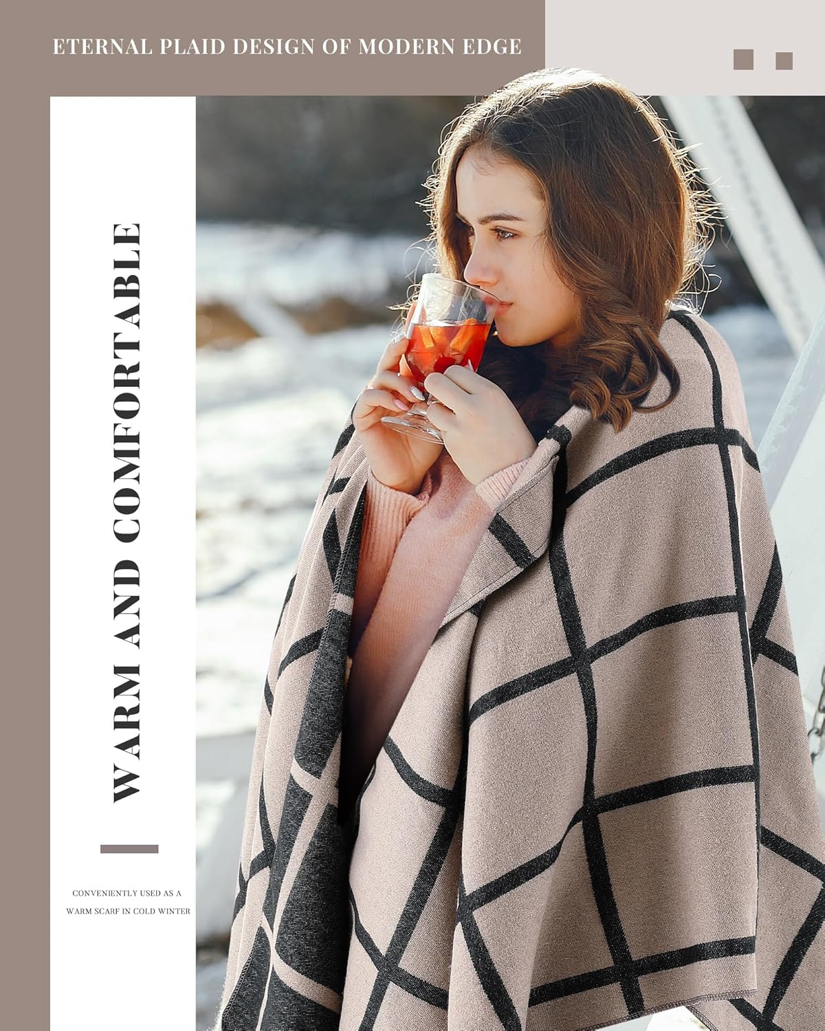 Jecery 2 Pack Women's Shawl Open Front Cardigan Women's Plaid Poncho Blanket for Wedding Travel Fall Winter Holiday Gifts