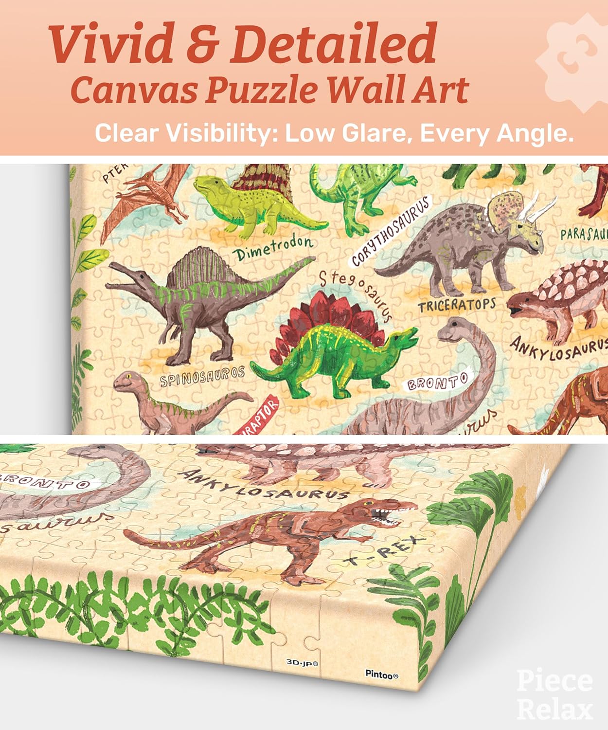 PieceRelax Puzzle Canvas Wall Art 366 Plastic Pieces for Adults - Olivia Gibbs - Roardinos - Unique Gift & Home Décor with Jigsaw Puzzle Artwork for Living Room Bedroom [HN1369]