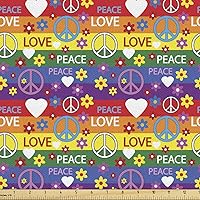 Vista 185 de Ambesonne Tela de Fiesta Popstar por Yarda, Estilo de Dibujos Animados Garabatos Dibujados a Mano Tema Musical Impresión de Arte Lineal, Tela