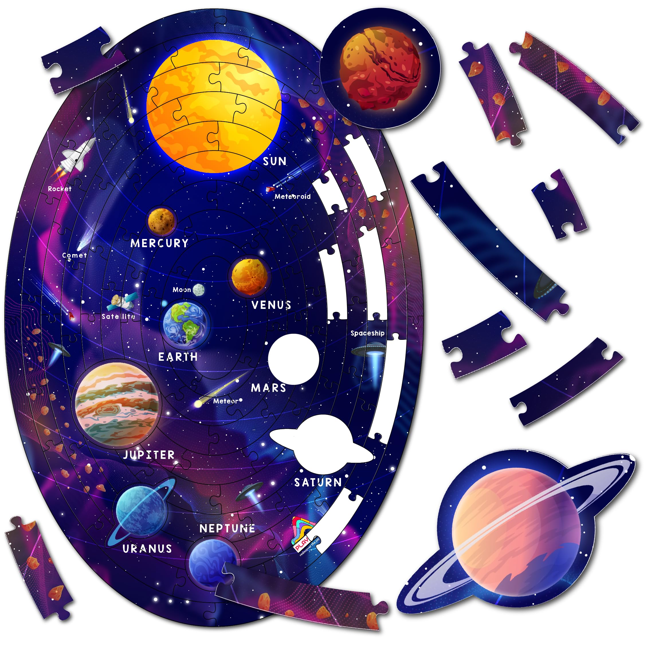 Sponsored Ad - Amazing Outer Space Solar System 108 Pieces Jigsaw Floor Puzzle with Planet-Shaped-Pieces Mega Jigsaw Floor Puzzle 45 x 30 CM for Kids | Age 6+ Years
