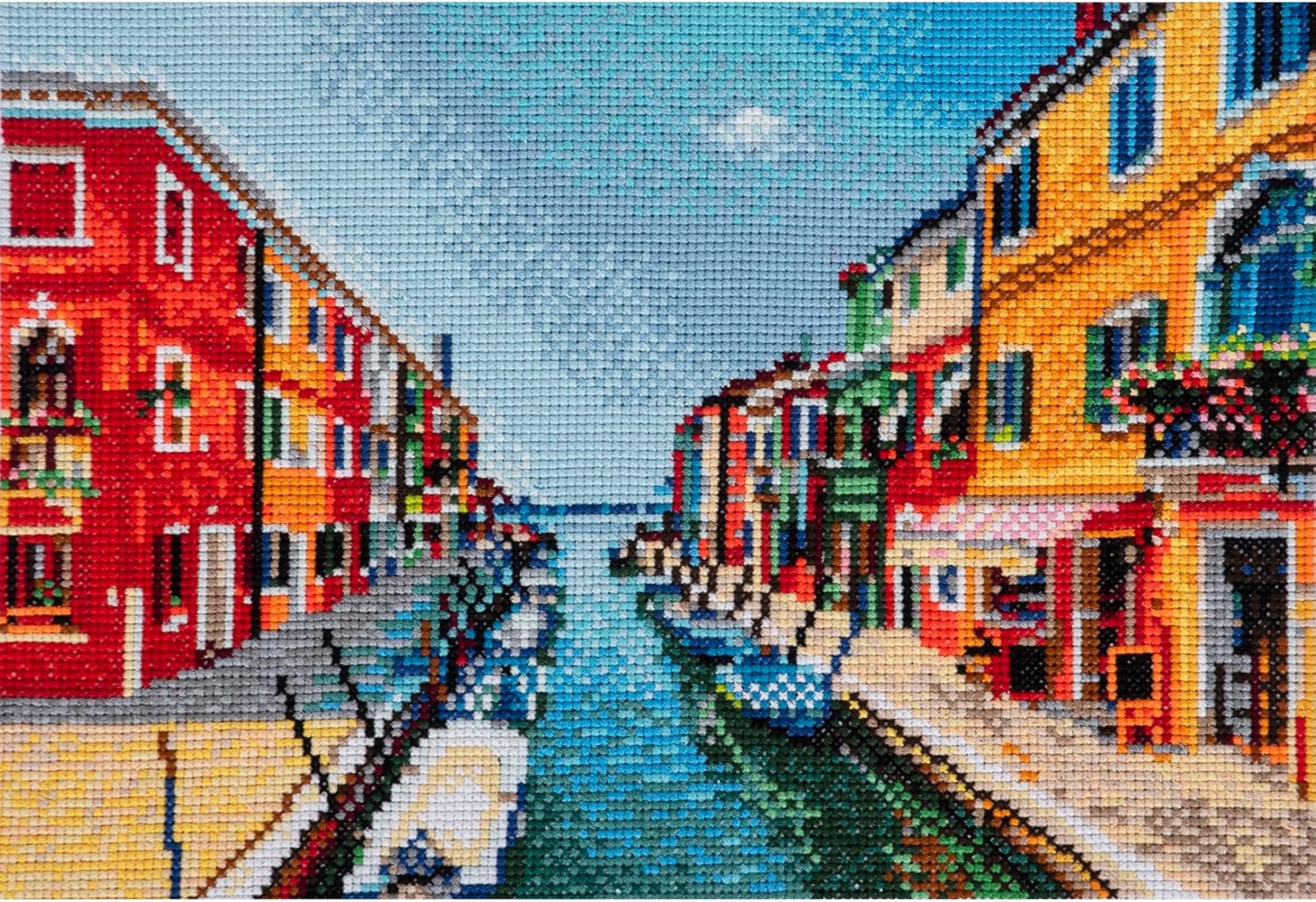 Trimits Printed Cross Stitch Kits - Printed Embroidery Needlecraft for Adults Beginners Kids, Christmas, Gifts, Wall Art (Frame Not Included), 11 Count Aida, Italian Summer